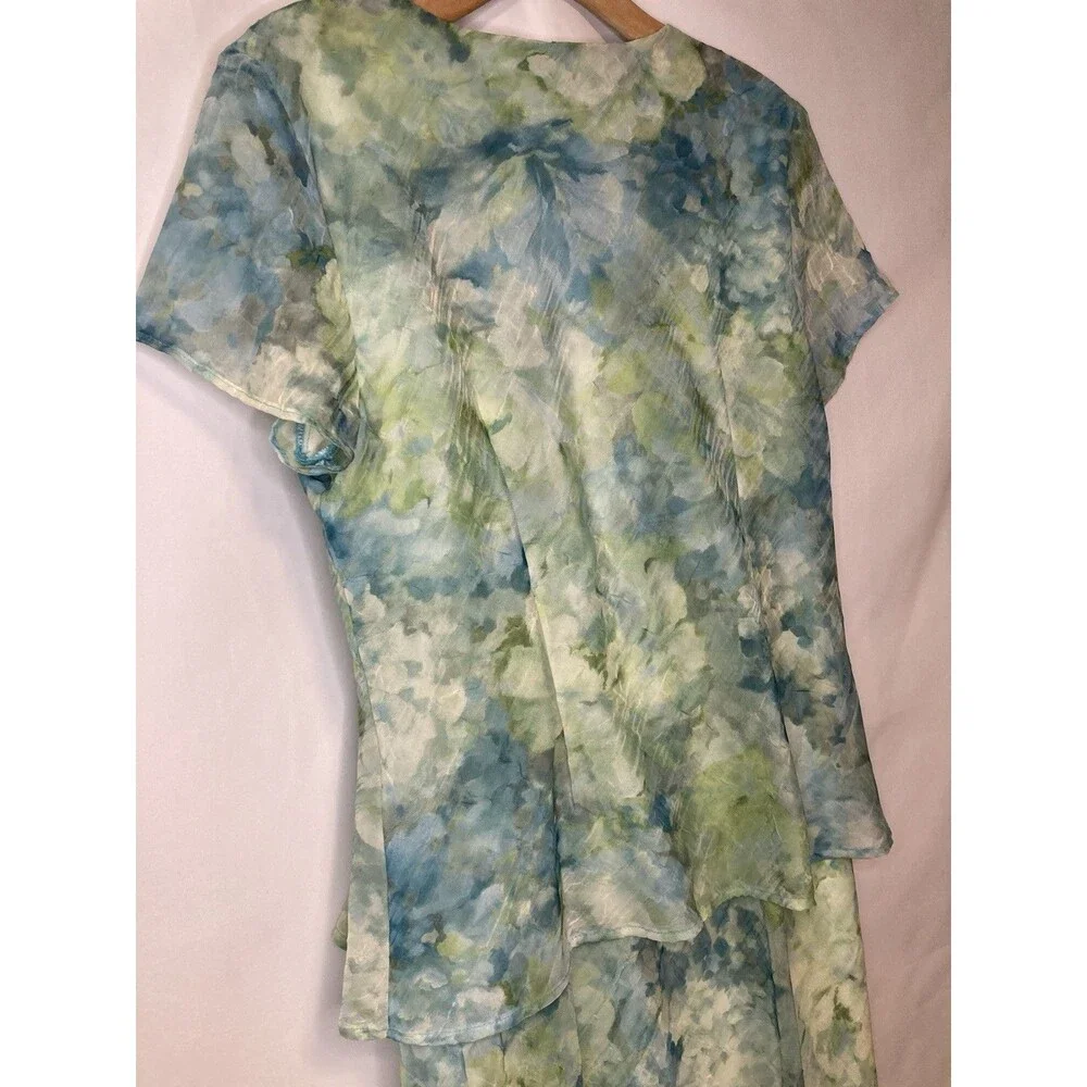 Fairycore Maxi Dress Skirt 16 Sheer Whimsical Flowy Mermaid Green Blue